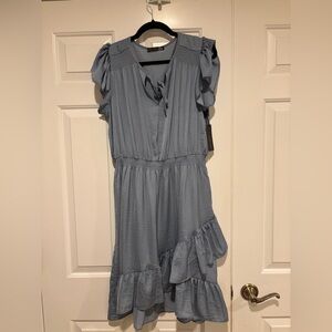 XL Black Tape NWT Blue/ Gray Ruffled Midi Dress